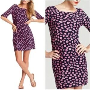 NWOT Lilly Pulitzer Somerset Dress‎ Bocce Lips Print Valentines Navy Pink Sz XS